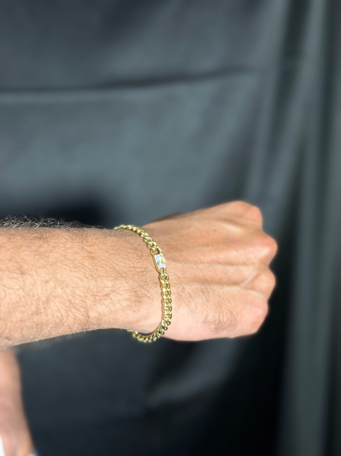 White emerald men’s chain bracelet