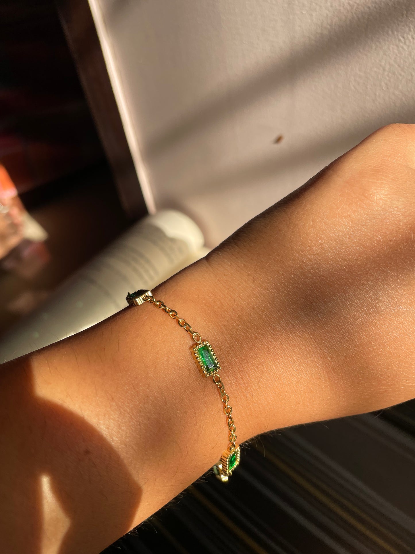 Green rectangle Emerald bracelet