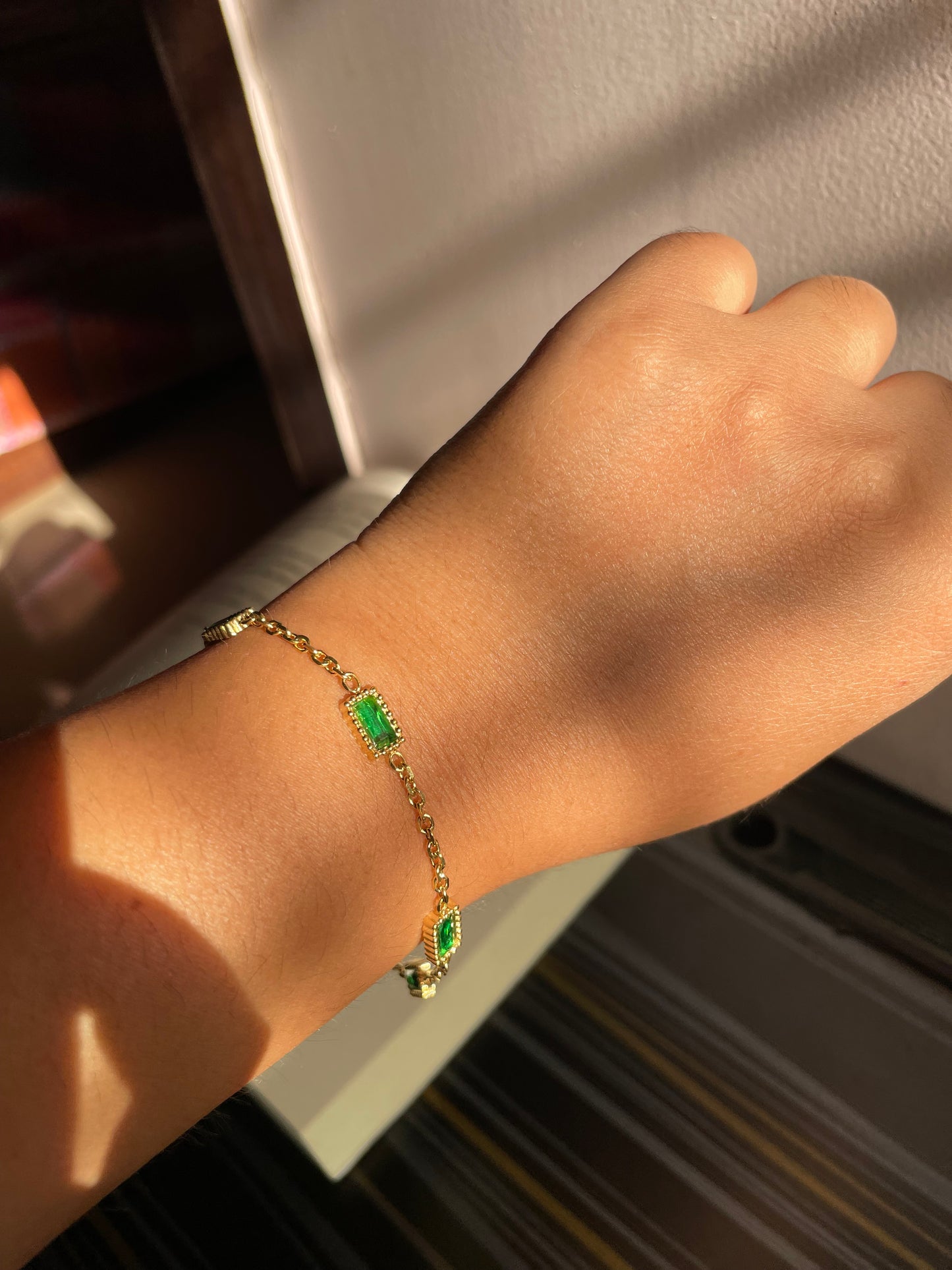 Green rectangle Emerald bracelet