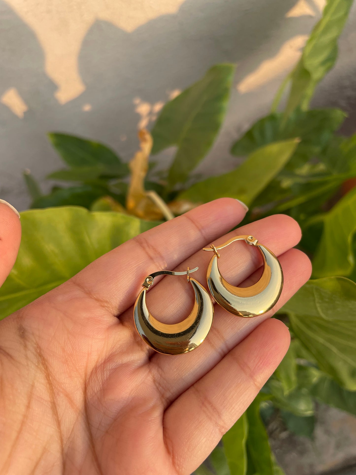 Golden crescent hoops