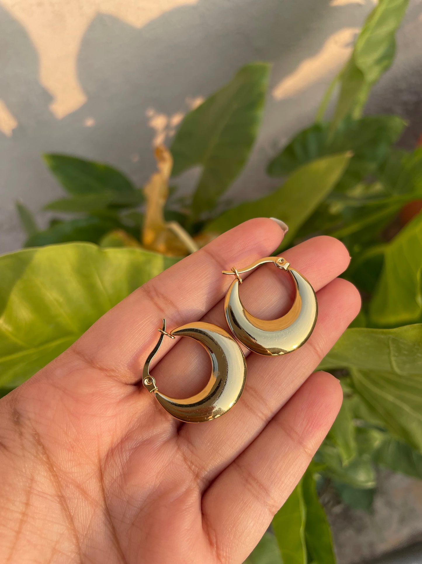 Golden crescent hoops